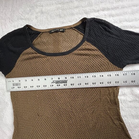 Rag & Bone Women Colorblock Genevieve Long Sleeve Perforated Sweater Small Brown - Picture 6 of 7